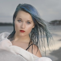 blue hair tybee portrait 